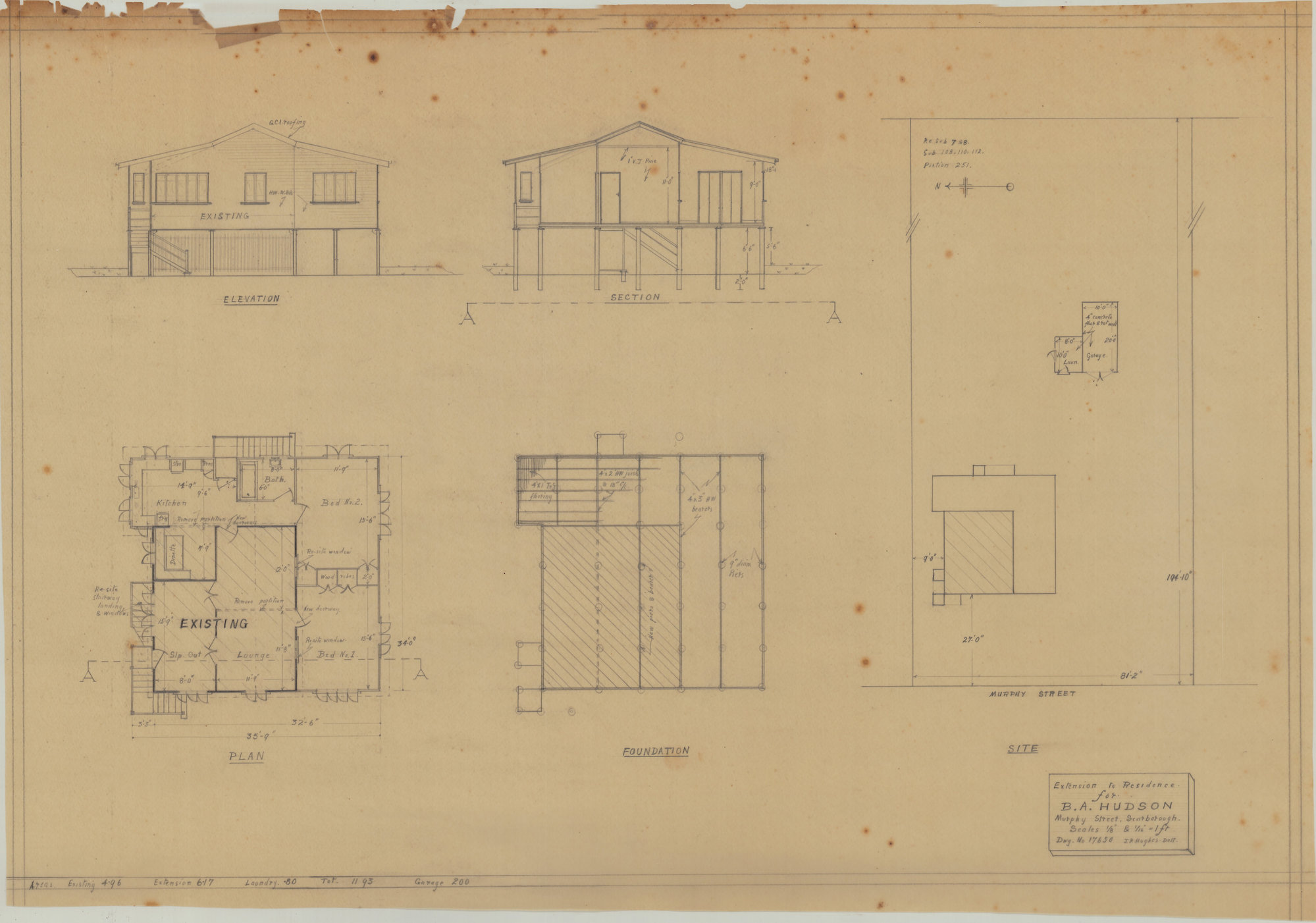 Building and Site Plan for B. A. Hudson - Murphy Street Scarborough - Original
