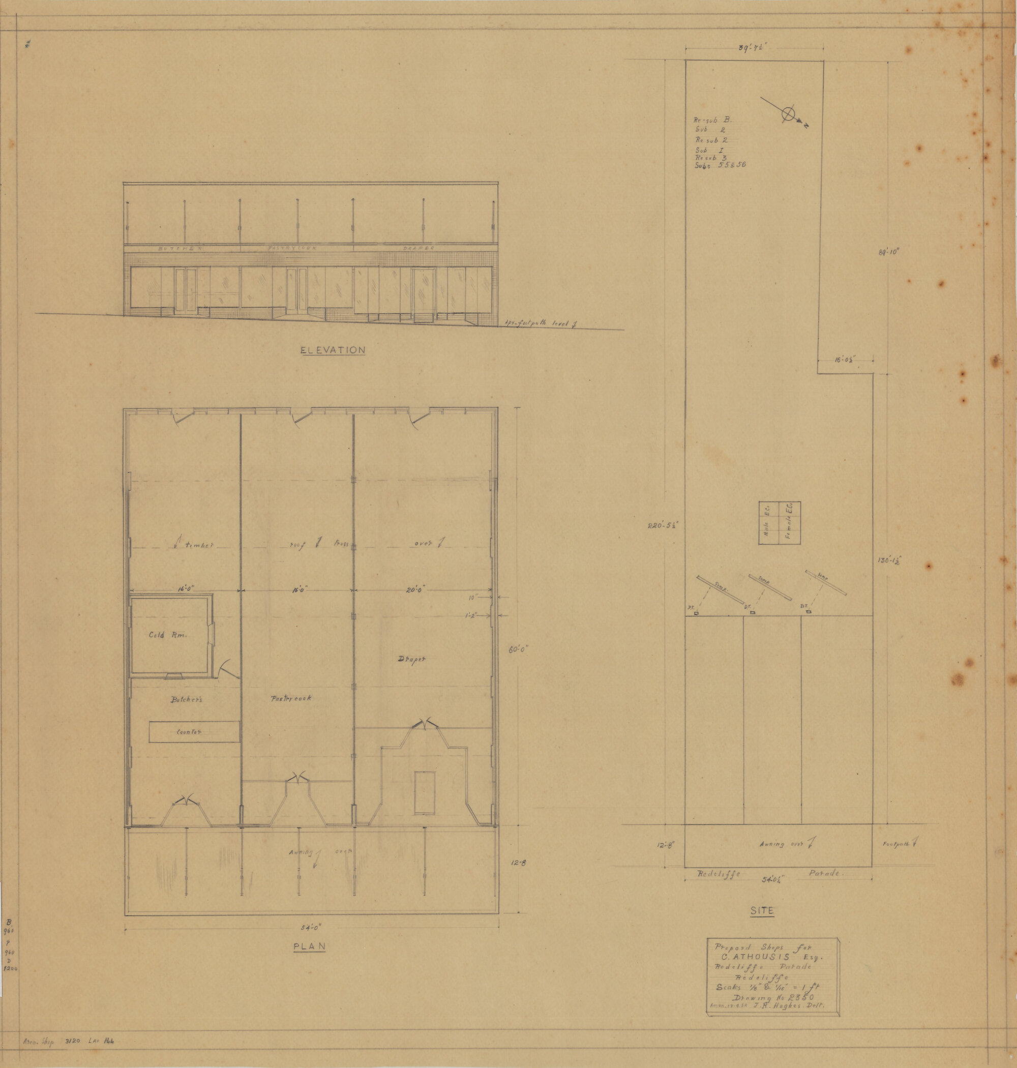 Building and Site Plan for Shops for C. Athousis - Redcliffe Parade Redcliffe - Original