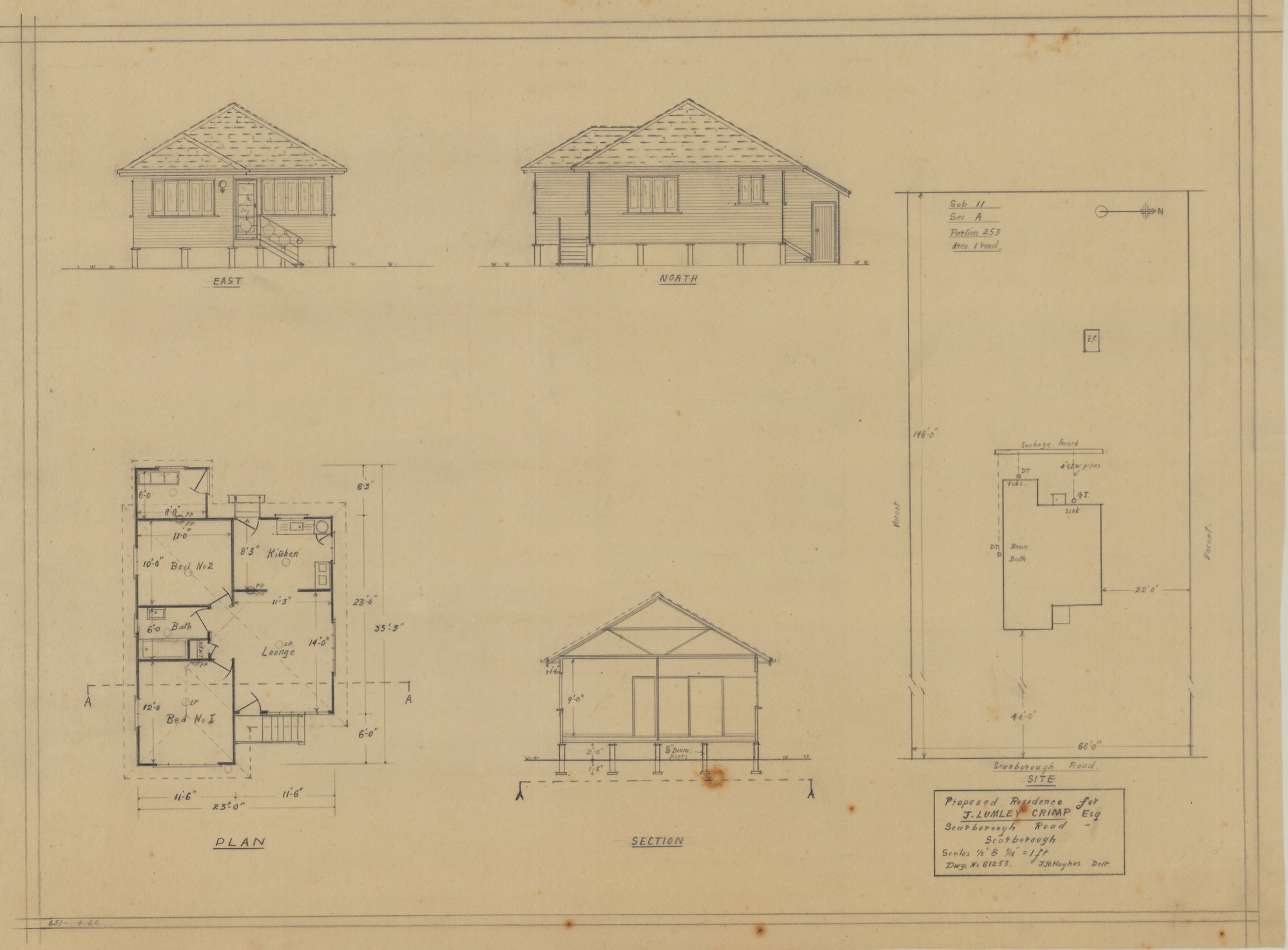 Building and Site Plan for J. Lumley Crimp - Scarborough Road Scarborough - Original