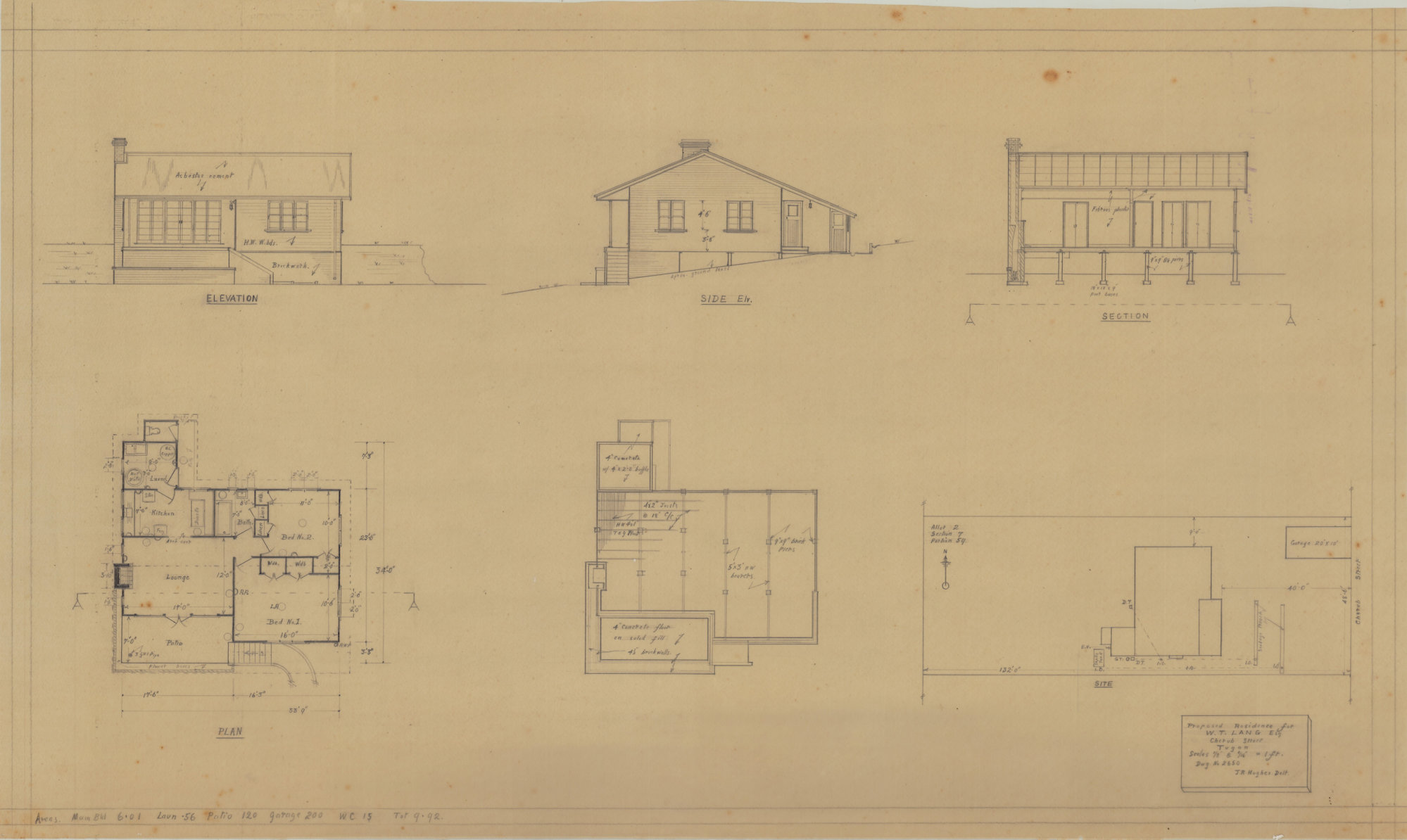Building and Site Plan for W. T. Lang - Cherub Street Tugun - Original