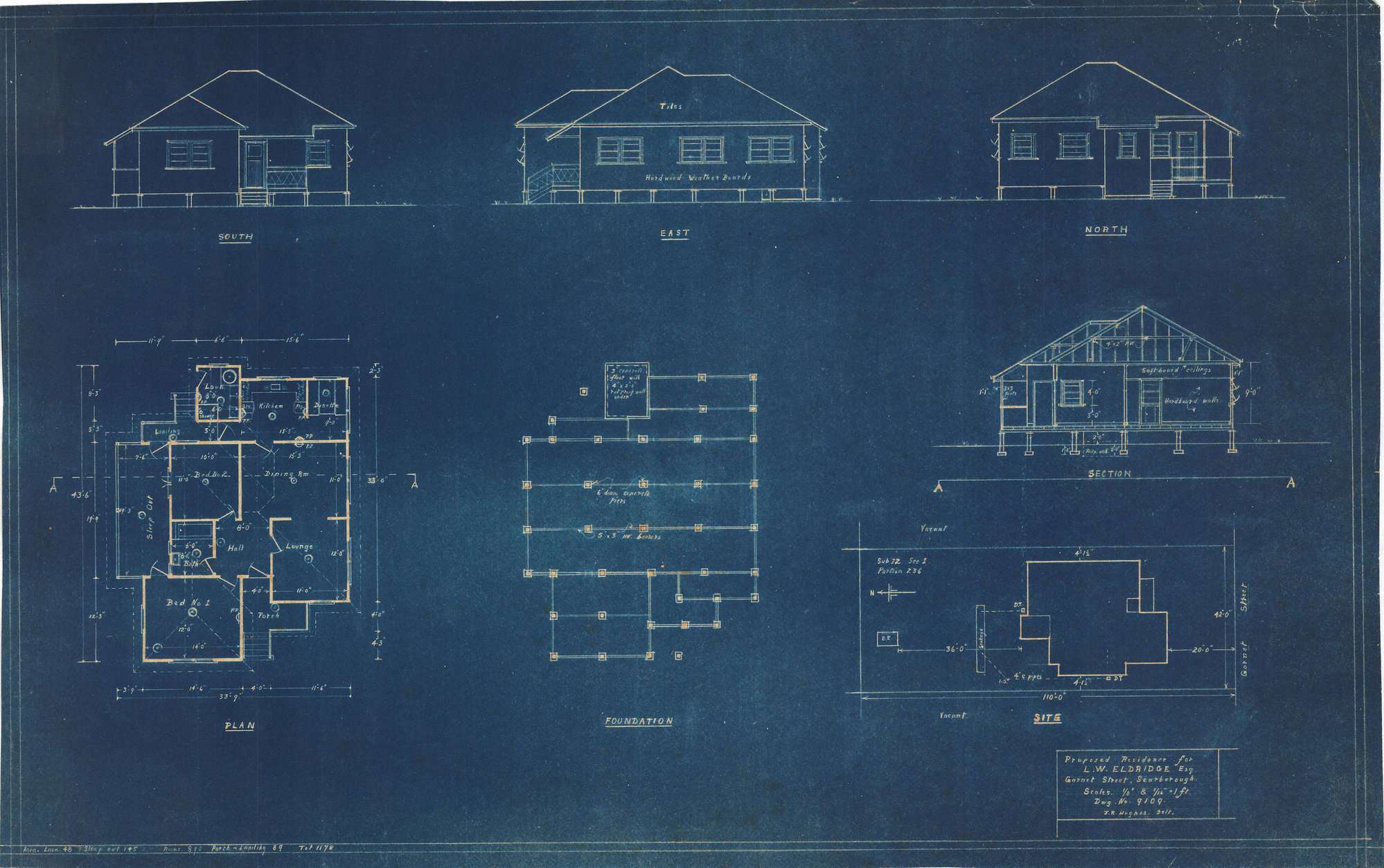 Building and Site Plan for L. W. Eldridge - Garnet Street Scarborough - Blueprint