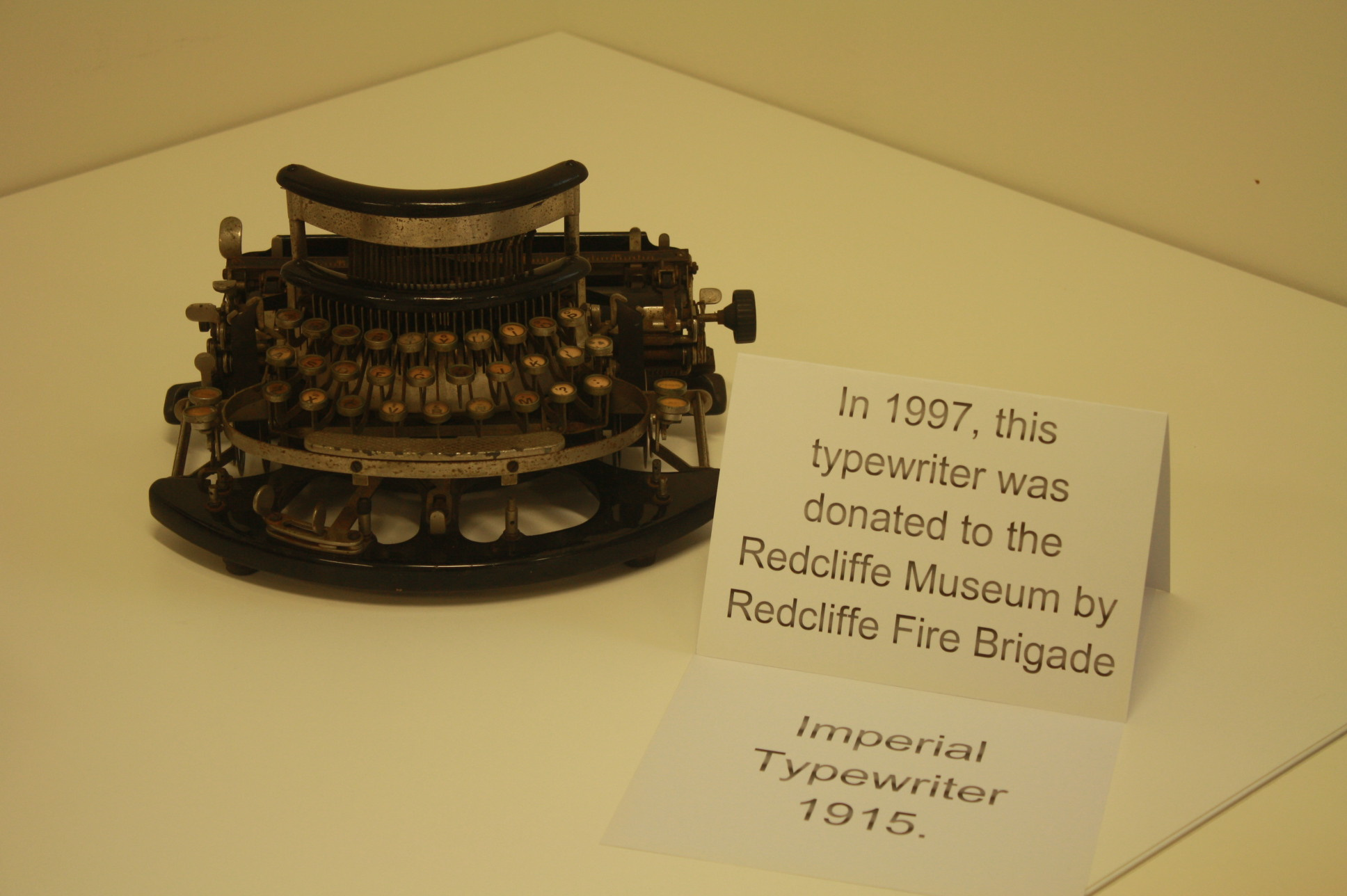 Typewriter donated to the Redcliffe Museum by the Redcliffe Fire Brigade