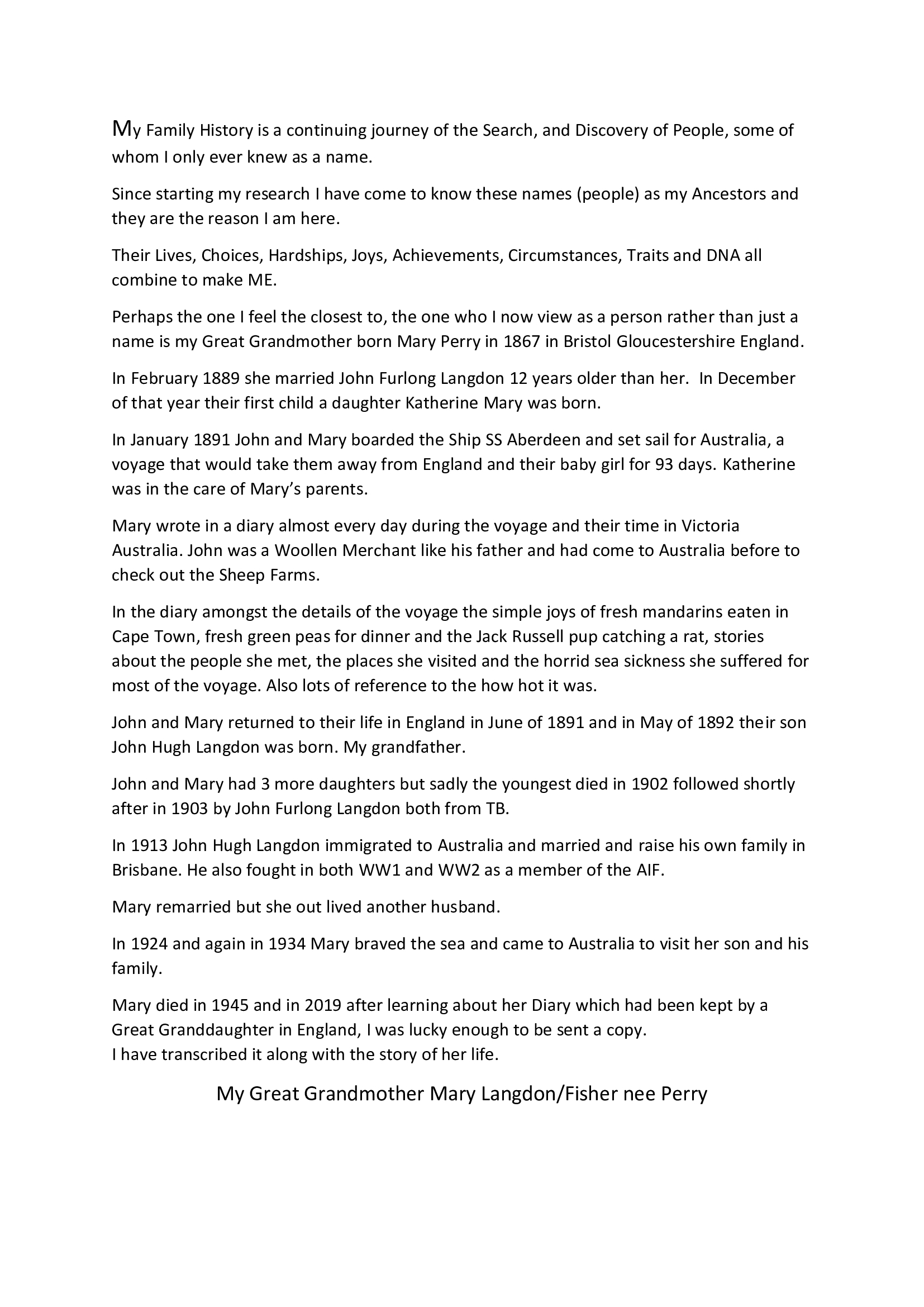 My Family History Journey - Alison Algate - The search and discovery of people