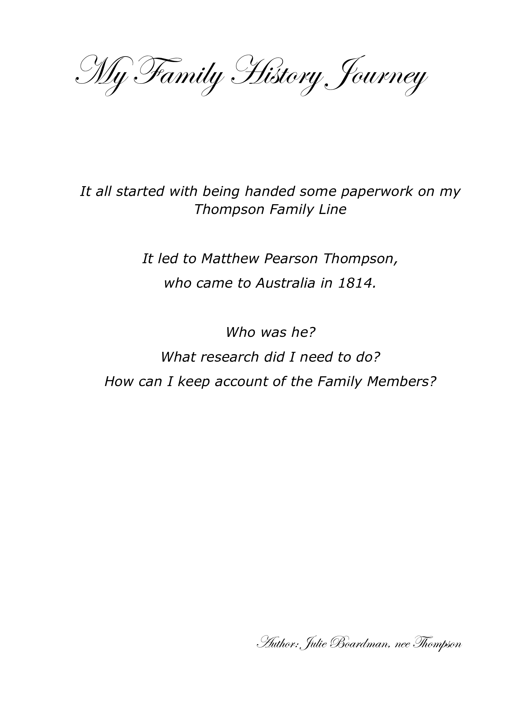 My Family History Journey - Julie Boardman