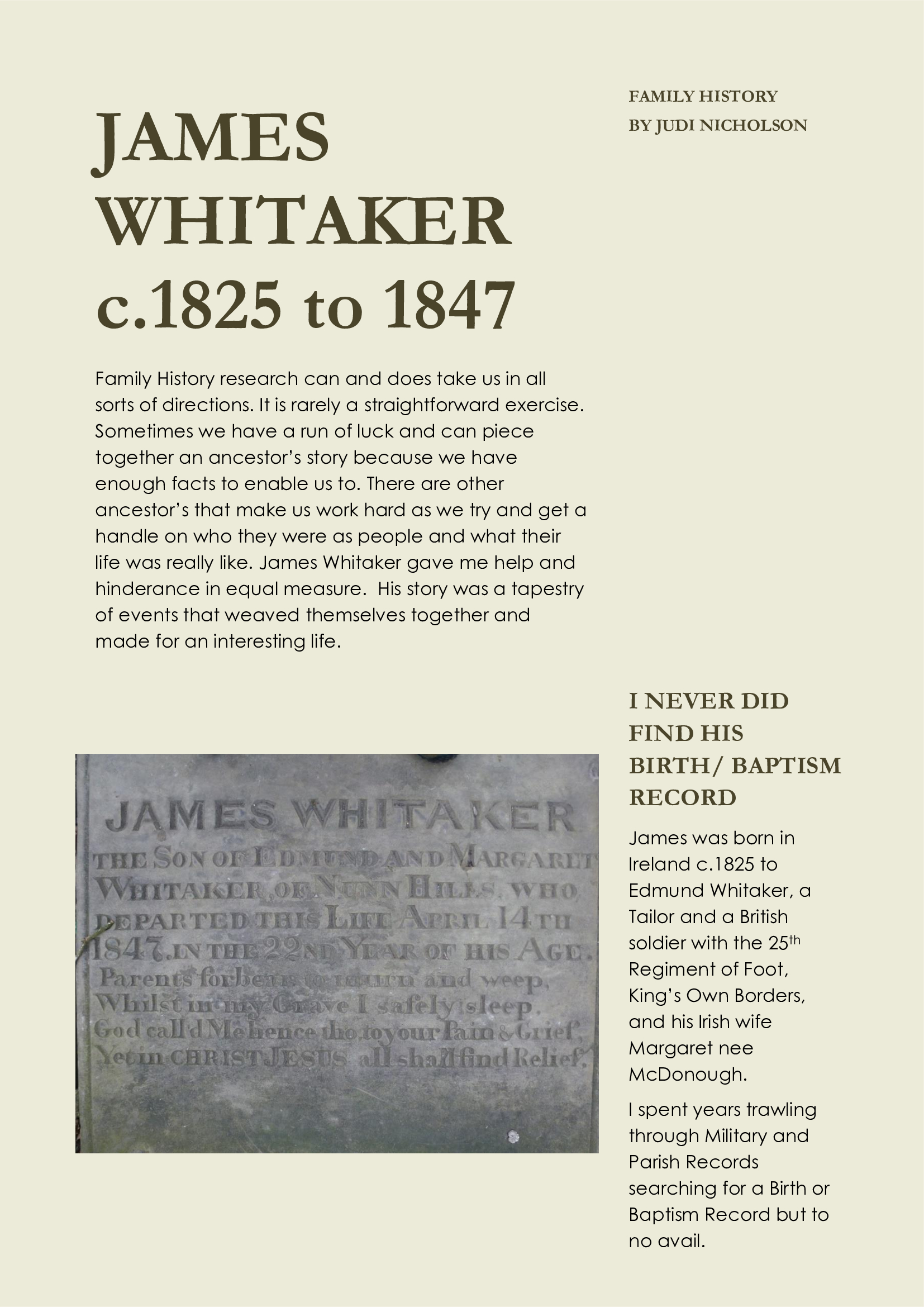 My Family History Journey - Judi Nicholson