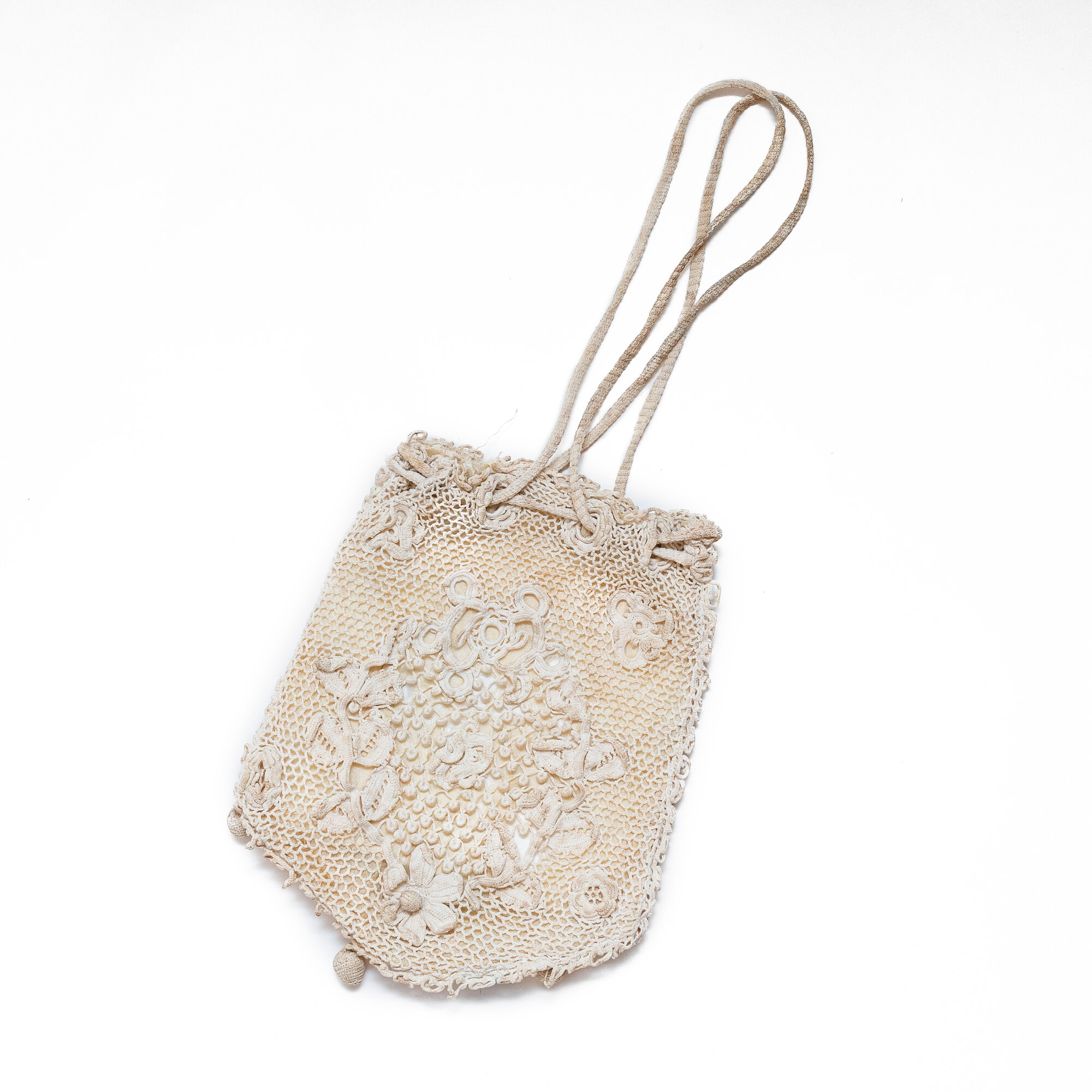 Irish crochet reticule purse