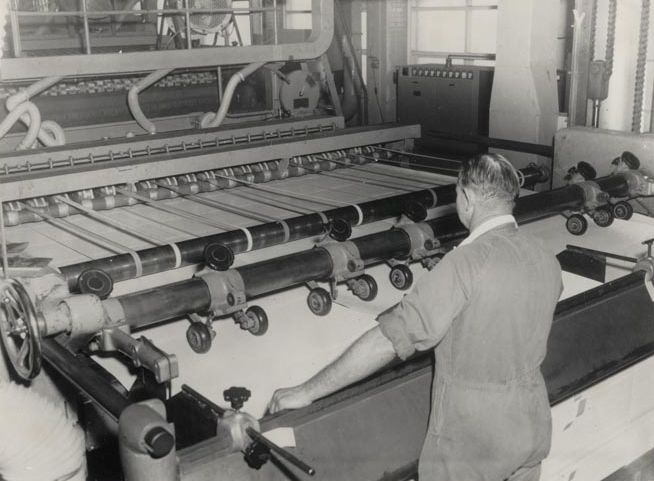 Bill Law standing at cutter