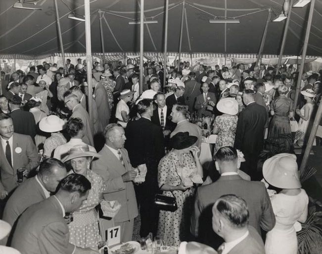 Refreshments served to gathering under large tent