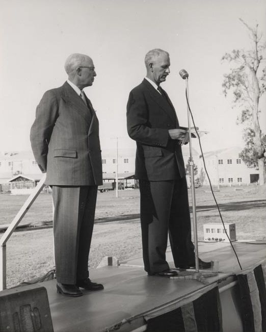 C.S. Burton &amp; A.S. Gehrmann making a speech