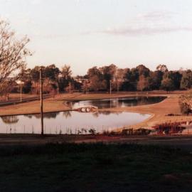 Early morning view of the Centenary Lakes area, ca. 1979