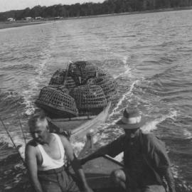 Two men going crabbing off Donnybrook, ca. late 1930s early 1940s