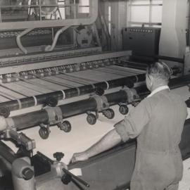 Bill Law standing at M.S. Cutter in Annexe - 1958