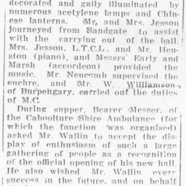 Newspaper article - Opening of the Deception Bay Hall in 1933