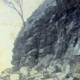 Rock cliffs along the foreshore at Caloundra, 1890