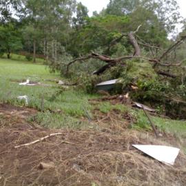 January 2011 Flood Event - Debris left after the North Pine River flooded the backyard at 25 Vores Road Whiteside