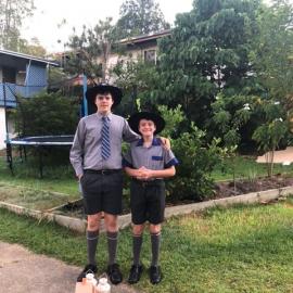 Wingara Grove Ferny Hills - 25 April 2020 - Boys pay their respects in school uniform