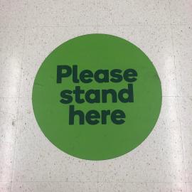 Woolworths Supermarket - Warner Marketplace Samsonvale Road Warner - 10 April 2020 - social distancing dot