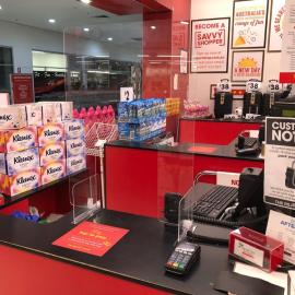 Reject Shop Kensington Village Shopping Centre Corner Kensington Way & Sovereign Bray Park - 18 April 2020 - protection booth for checkout staff