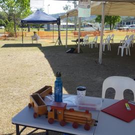 Dayboro Railway Centenary - Cnr Williams and Heathwood Street Dayboro - 26 Sep 2020 - COVID safe water bottles and signs