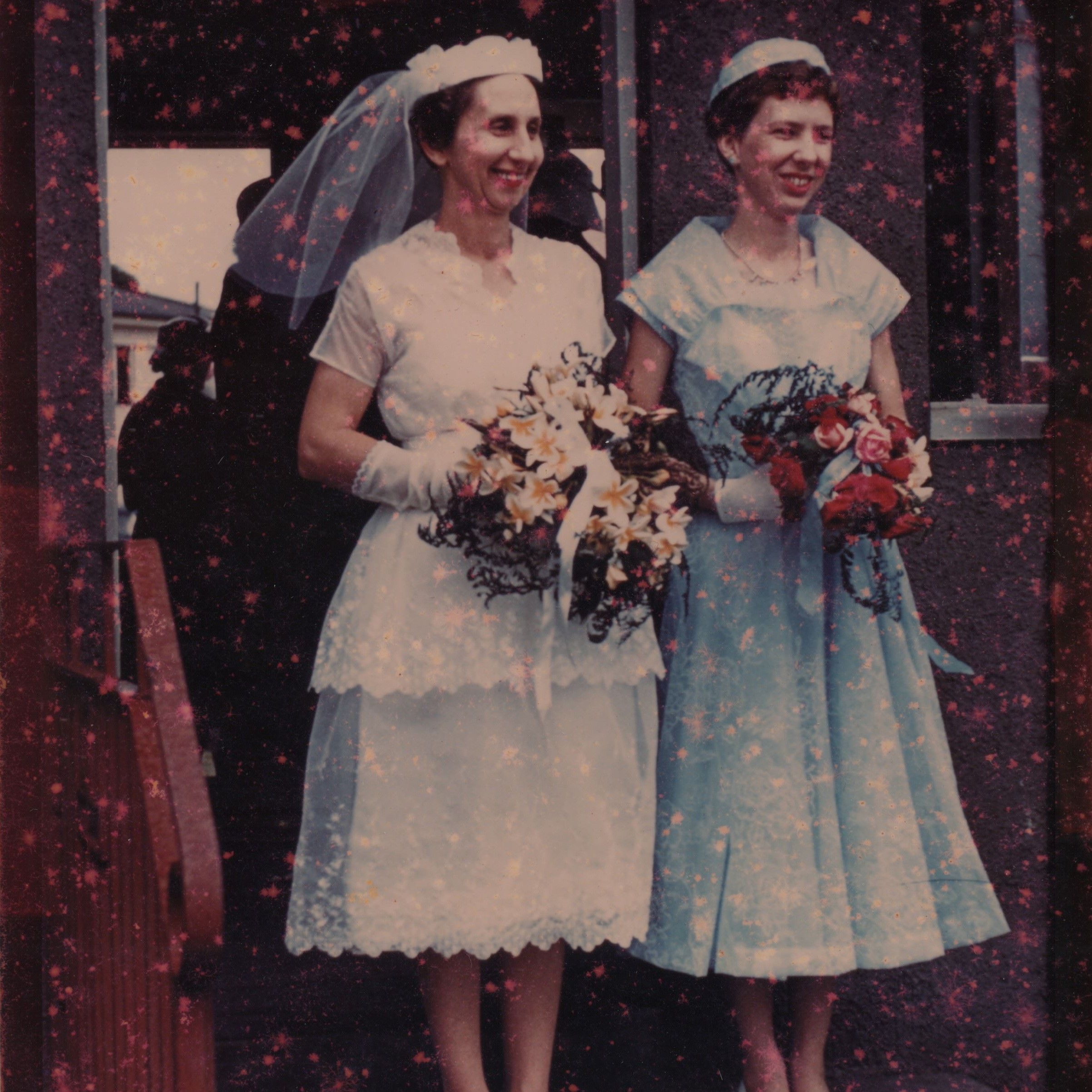 Beryl Ollenberg and her bridesmaid Alma Fenwick
