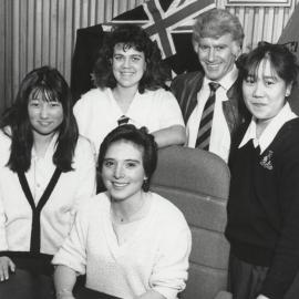 Cr S.R. Muldoon (Shire Chairman) with visiting exchange students