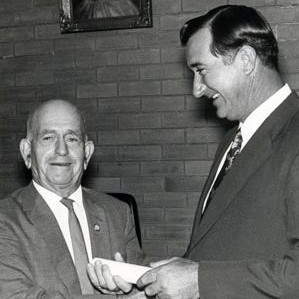 Cr E.J. (Eric) Bateman (left) and Cr Alex Barr (right), ca. 1980