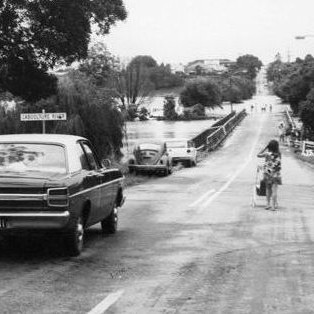 Caboolture River waters receding during floods in the 1970s