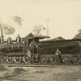 Steam locomotive at the railway sheds in Caboolture, ca. 1920