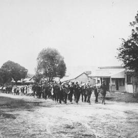 Caboolture's first Anzac Day march in King Street Caboolture