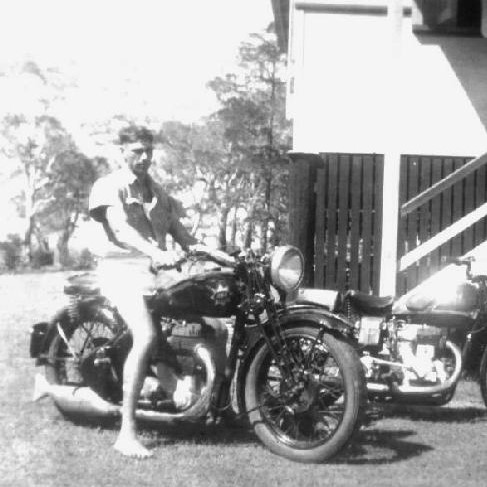 Percy Henery Haig Trittruf with his old BSA Motorcycles