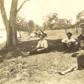 Locals on the foreshore at Deception Bay, Christmas 1926