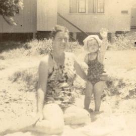 Sheila Knox (mother) with Susan Calderwood (daughter), ca. 1952