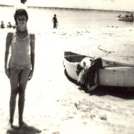 Lyn Best standing on beach on Bribie Island