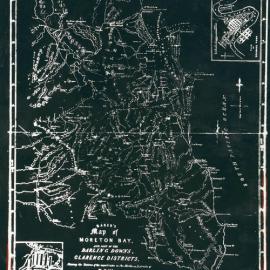 Negative of Baker's 1846 Map of Moreton Bay - Exploration By Foot