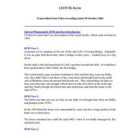 Kevin Leitch - Interviewed on 30 October 2003 - Transcript