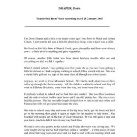 Doris DRAPER - Interviewed 28 January 2003 - Transcript