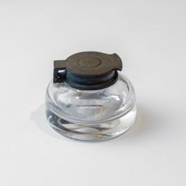 Glass inkwell - Heavy blown glass with brass top
