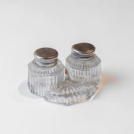 Glass inkwell set - Pressed glass