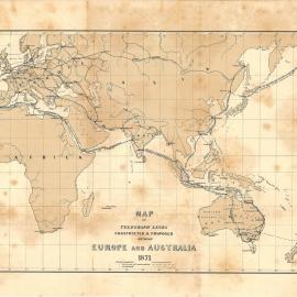 World, Telegraph Lines between Europe and Australia, 1871
