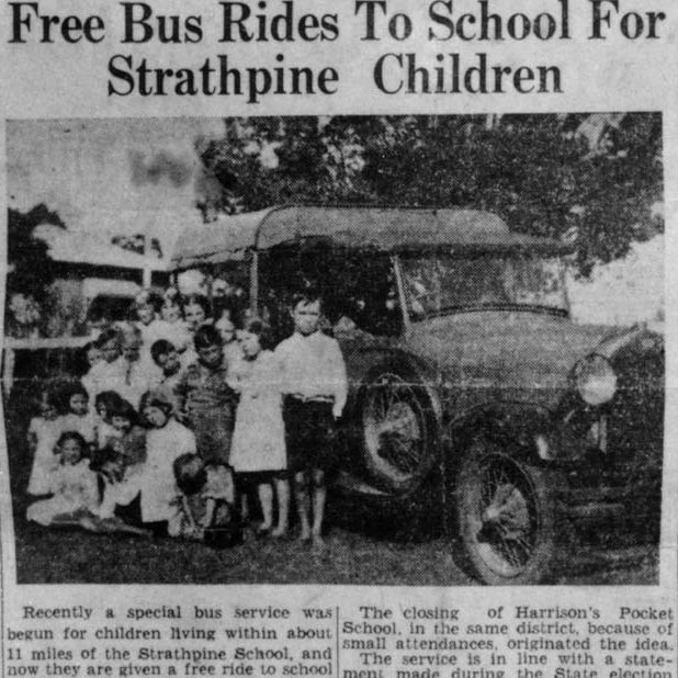 Newspaper article - Children receiving free bus rides to Strathpine School