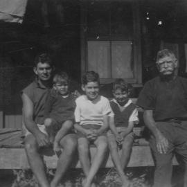 Members of the Dohle family on the verandah of the farmhouse at Dohles Rocks, ca. 1949