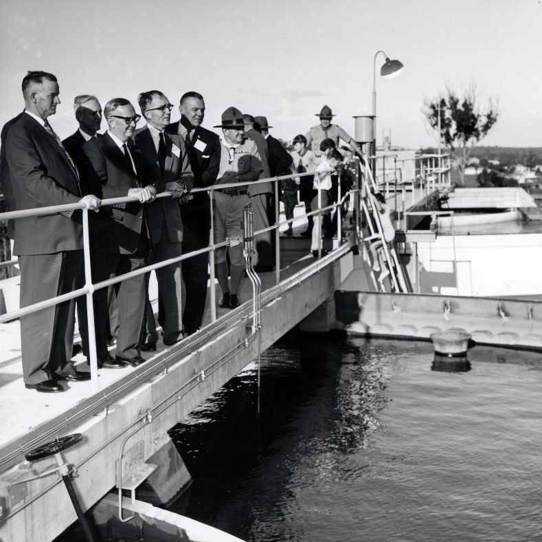 Official opening of the North Pine Water Supply Scheme at Petrie, 22 April 1961