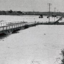 View of the South Pine Bridge and the flooded Bald Hills Flats looking towards Strathpine