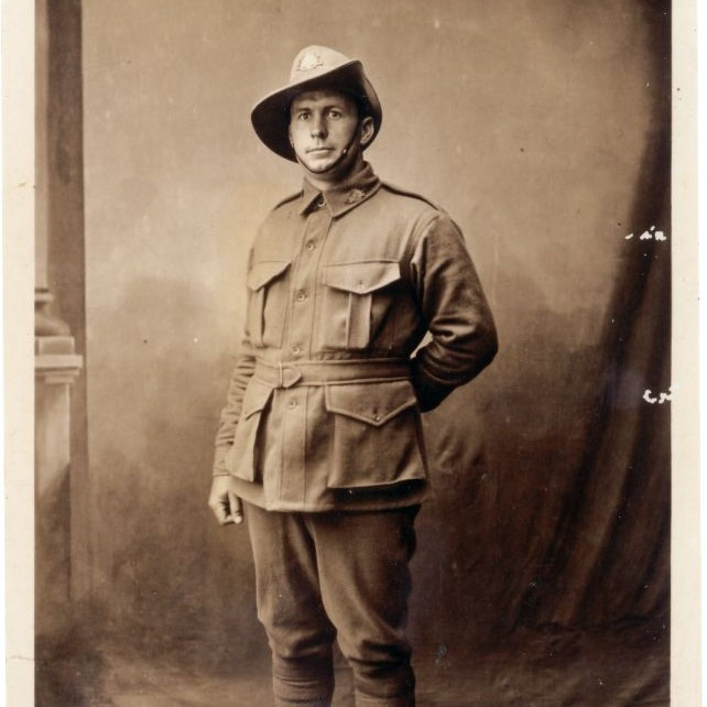 Private Luke Coe (1888-1917) in World War 1 (WWI) uniform, 1916