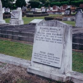 Graves of Walter John Raymont, Eveline Pearl Raymont and Peter James Raymont at Lawnton Cemetery, 1998
