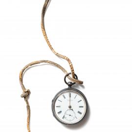 Open face pocket watch and key
