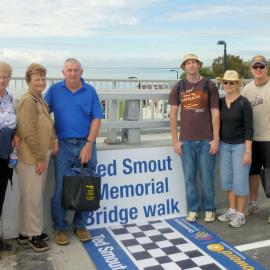 The Evans family on the bridge walk