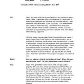 William Francis (Bill) HERRON - Interviewed on 7 June 2001 - Transcript