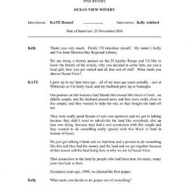 Kate Honnef oral history interview, 25 November 2016 - Transcript