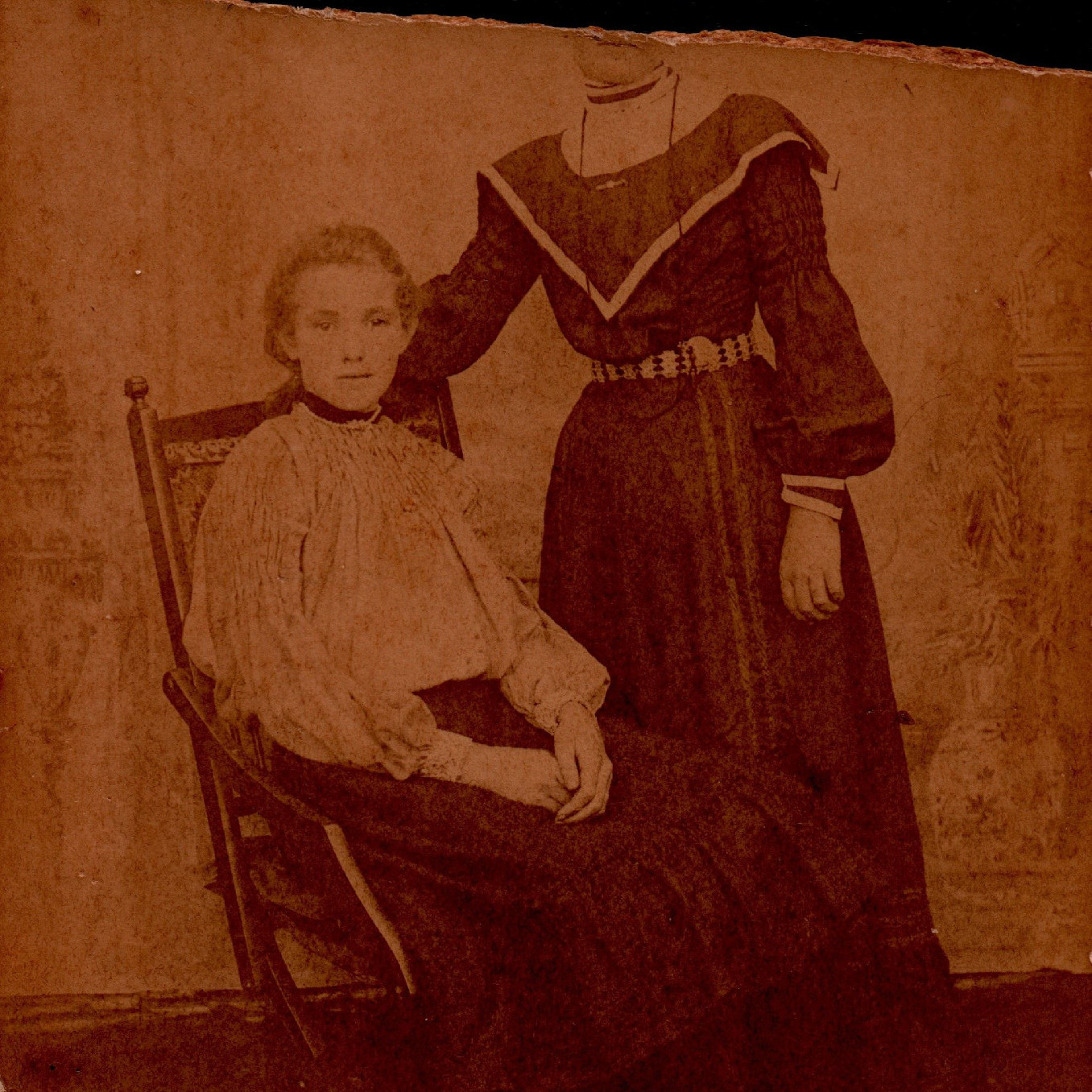 Portrait of two women - damaged